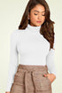Women White Highneck Full Sleeves T-Shirt